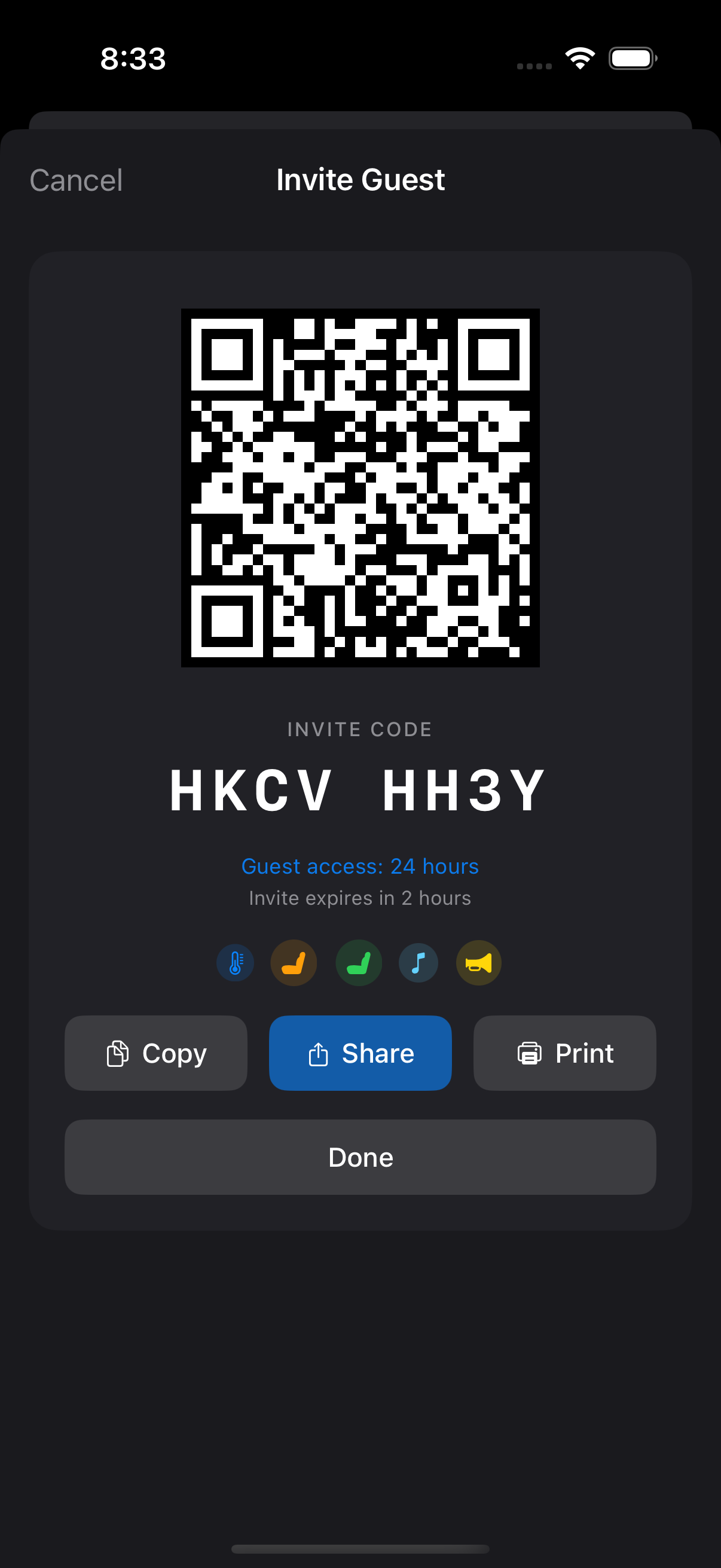 Invite code with QR