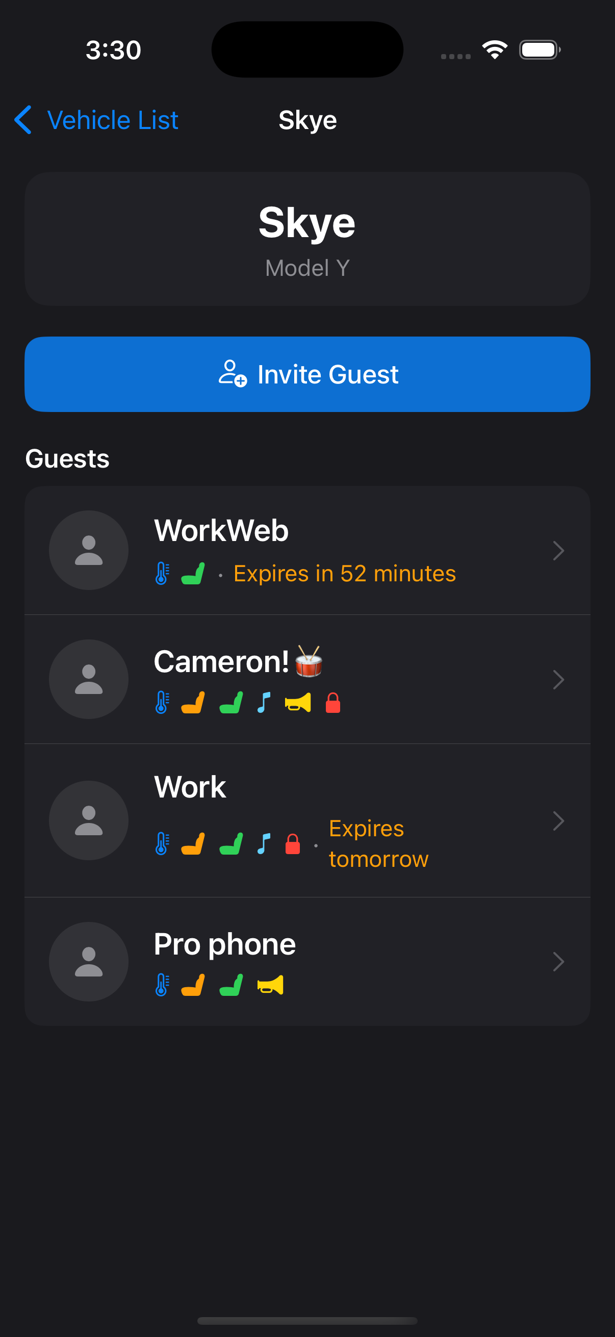 Owner dashboard with guest list